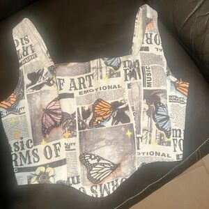 Butterfly Print Corset Top